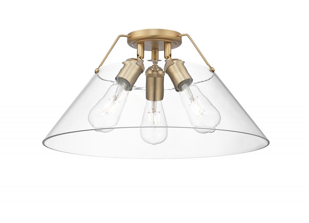 Orwell BCB 3 Light Flush Mount in Brushed Champagne Bronze with Clear Glass