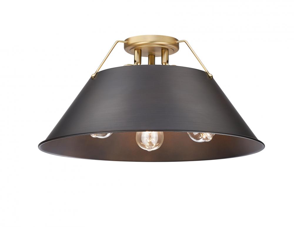 Orwell 3-Light Flush Mount in Brushed Champagne Bronze with Rubbed Bronze