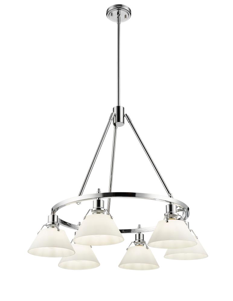 Orwell CH 6 Light Chandelier in Chrome with Opal Glass