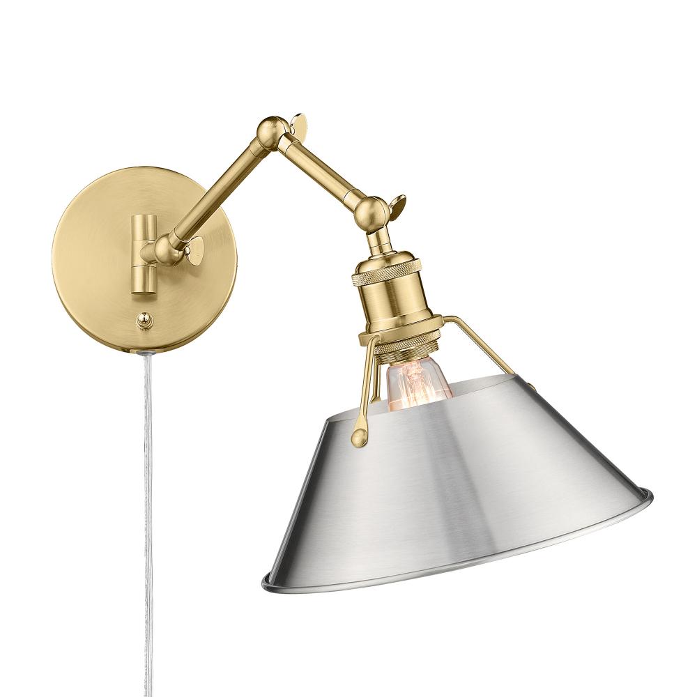 Orwell BCB 1 Light Articulating Wall Sconce in Brushed Champagne Bronze with Pewter shade