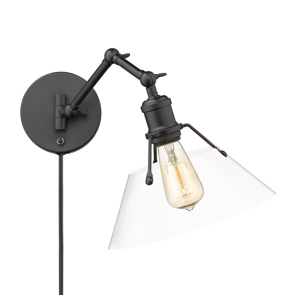 Orwell BLK 1 Light Articulating Wall Sconce in Matte Black with Clear Glass