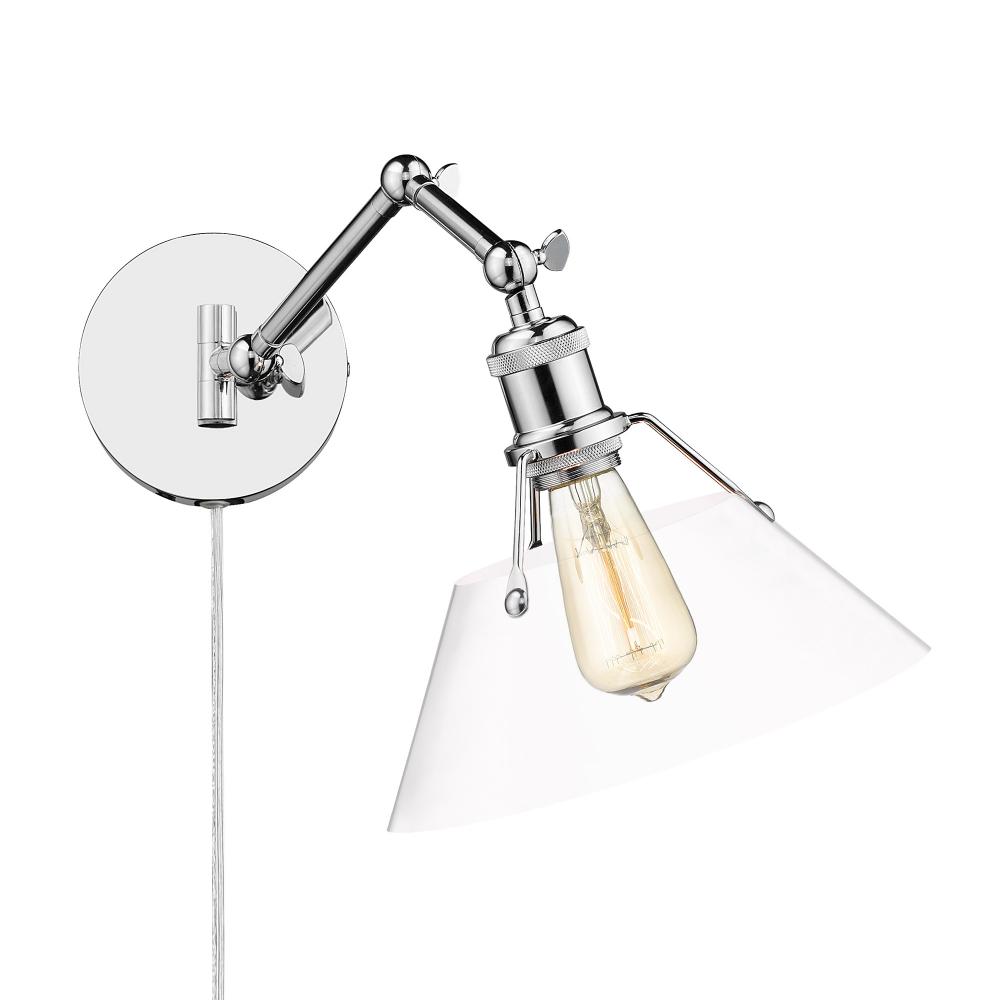 Orwell CH 1 Light Articulating Wall Sconce in Chrome with Clear Glass