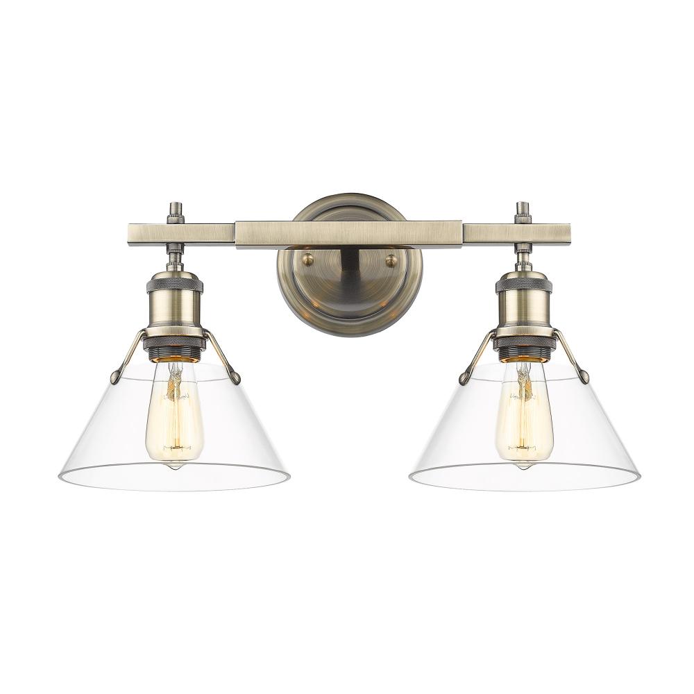 Orwell AB 2 Light Bath Vanity in Aged Brass with Clear Glass