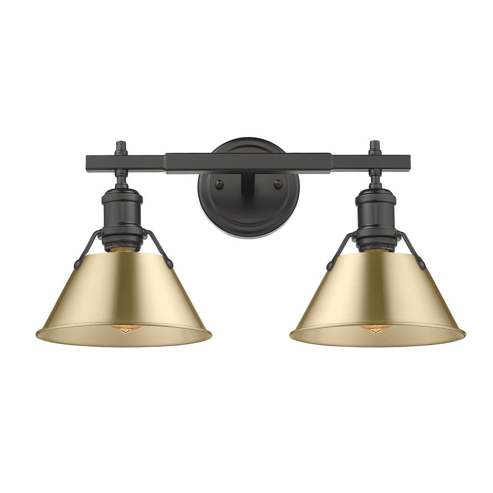 Orwell BLK 2 Light Bath Vanity in Matte Black with Brushed Champagne Bronze shades