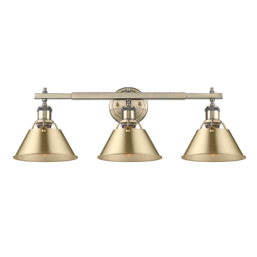 Orwell AB 3 Light Bath Vanity in Aged Brass with Brushed Champagne Bronze shades