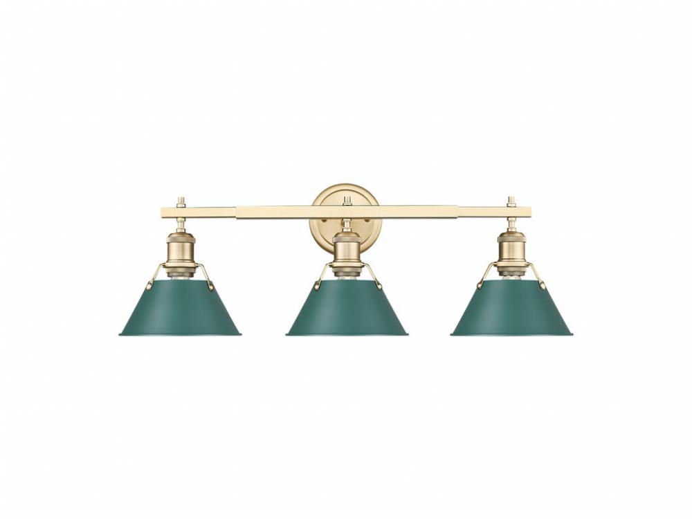 Orwell 3-Light Vanity Light in Brushed Champagne Bronze with Pine Green