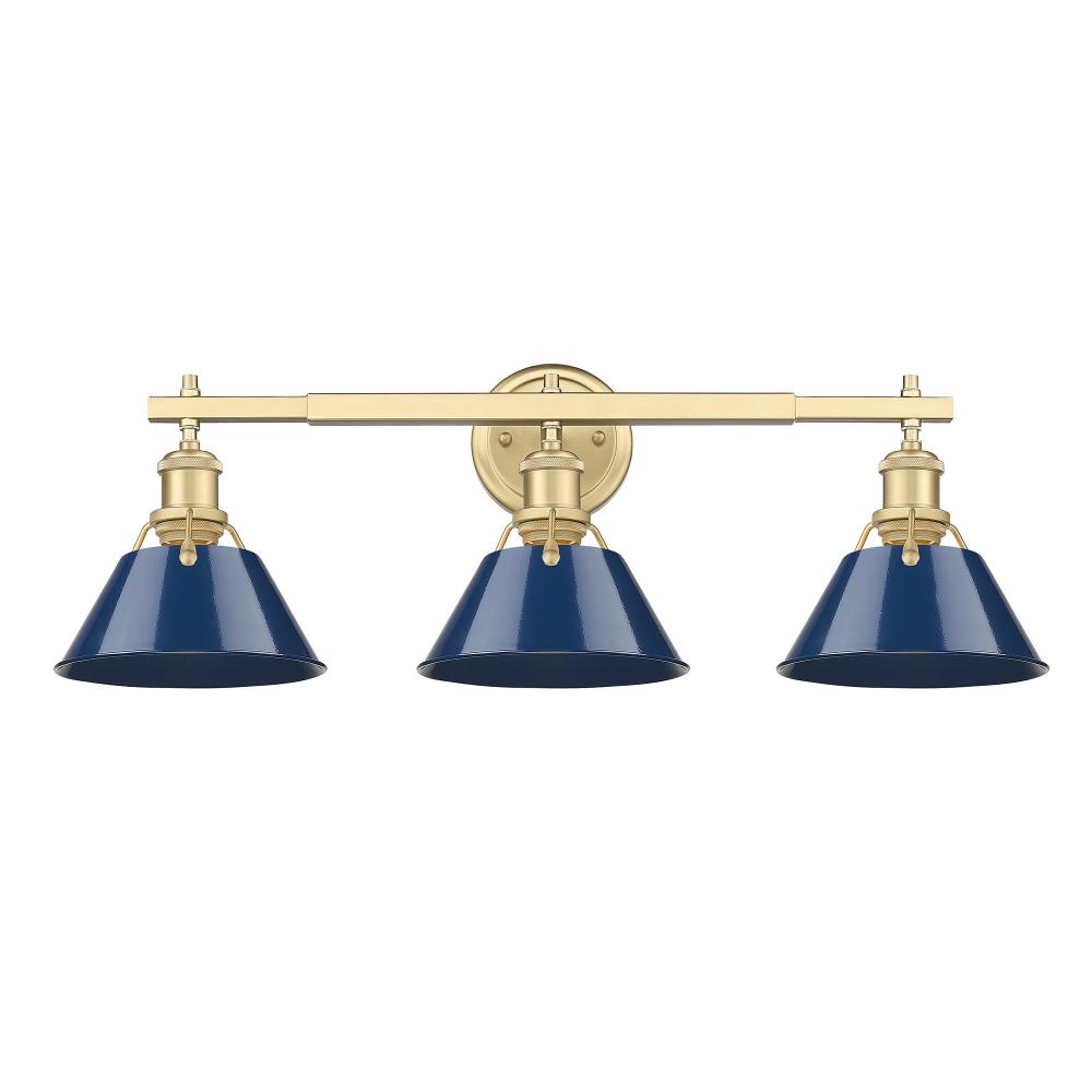 Orwell 3-Light Vanity Light in Brushed Champagne Bronze with Matte Navy