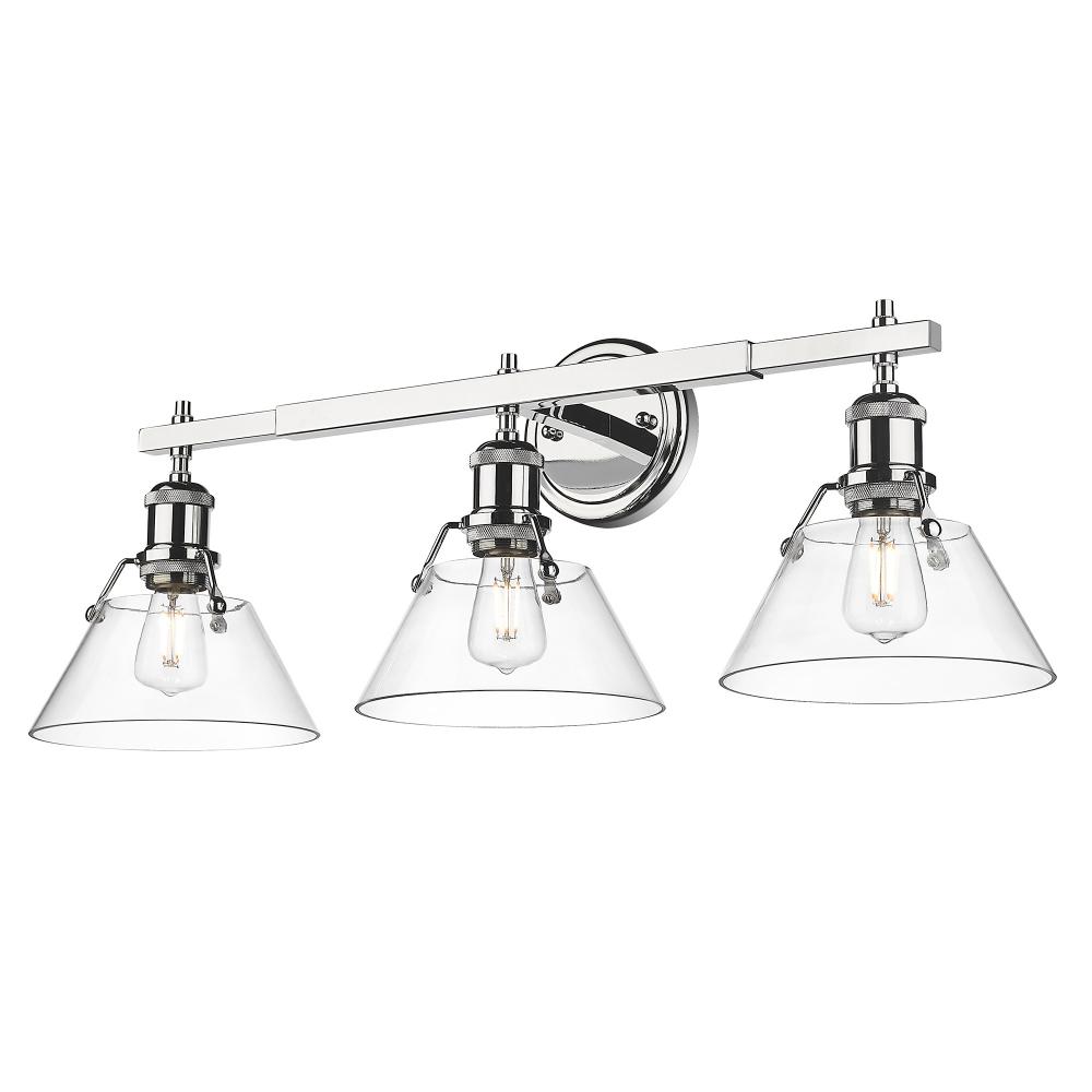 Orwell 3-Light Vanity Light in Chrome with Clear Glass