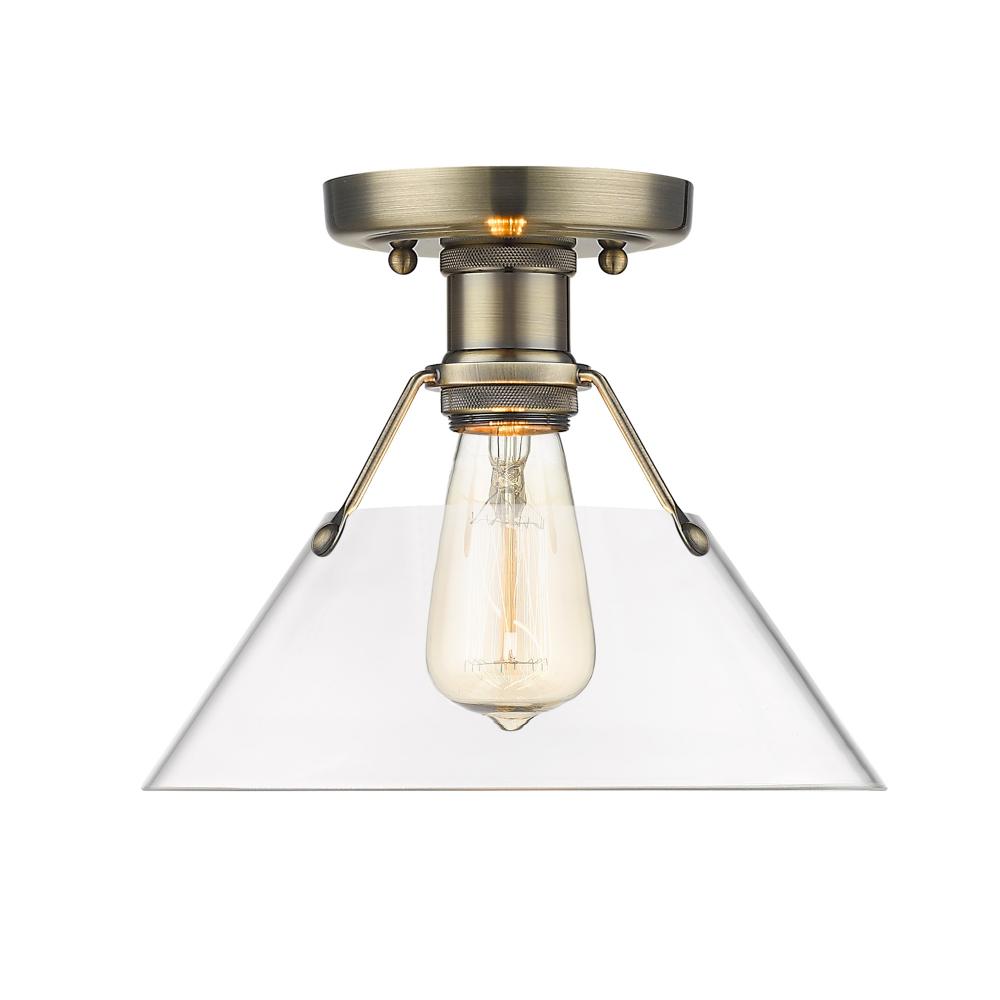 Orwell AB Flush Mount in Aged Brass with Clear Glass