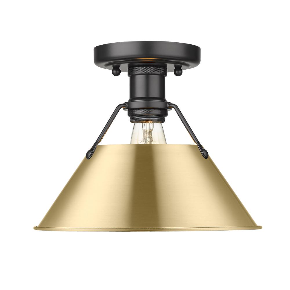 Orwell BLK Flush Mount in Matte Black with Brushed Champagne Bronze shade