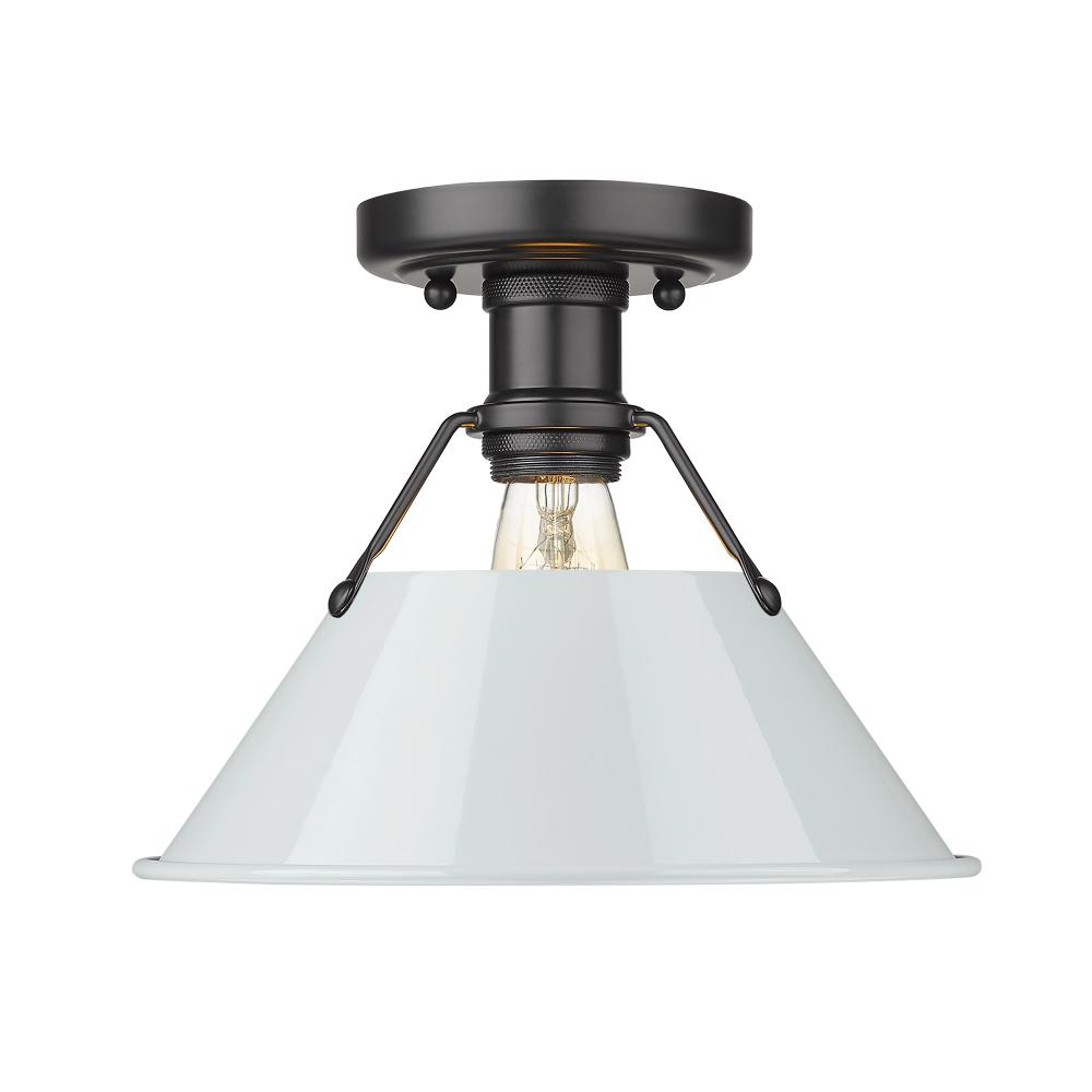 Orwell BLK Flush Mount in Matte Black with Dusky Blue shade