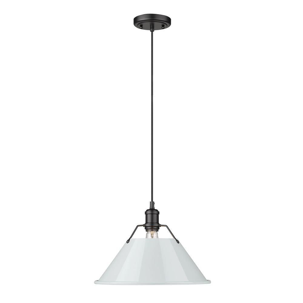 Orwell BLK Large Pendant - 14 in Matte Black with Dusky Blue shade