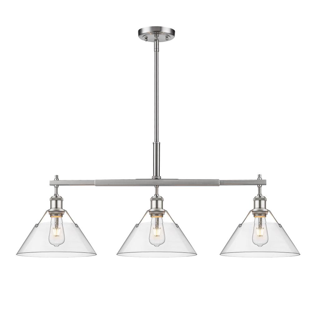 Orwell PW 3 Light Linear Pendant in Pewter with Clear Glass