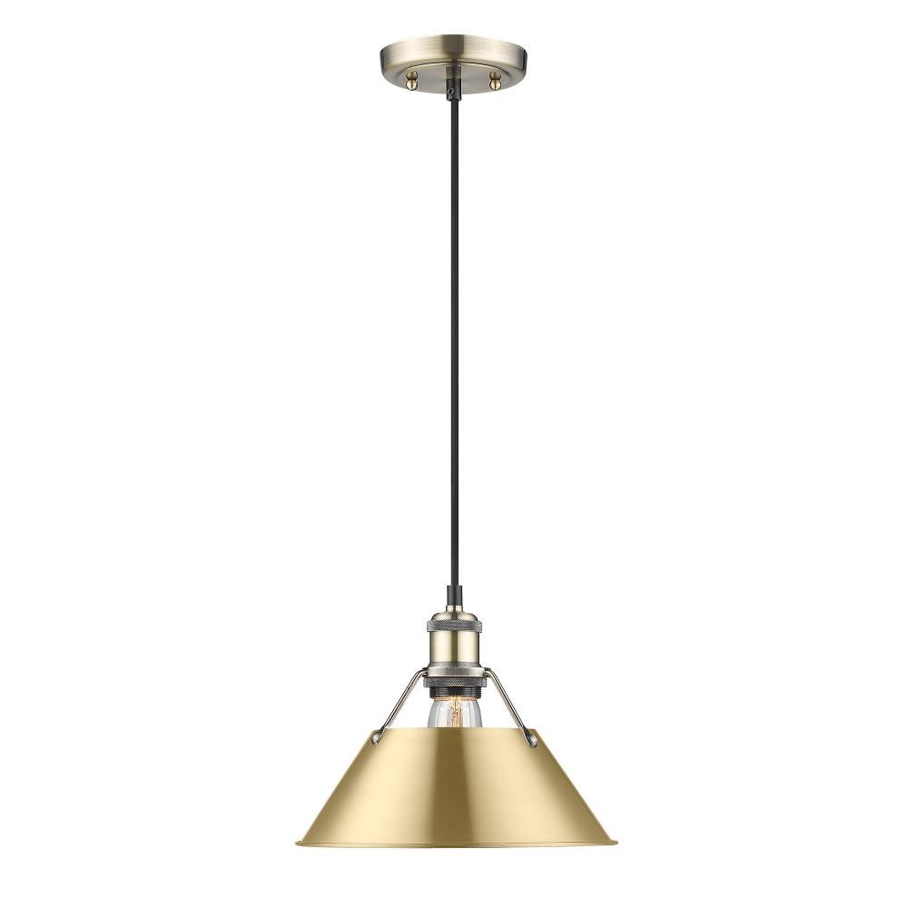 Orwell AB Medium Pendant - 10 in Aged Brass with Brushed Champagne Bronze shade