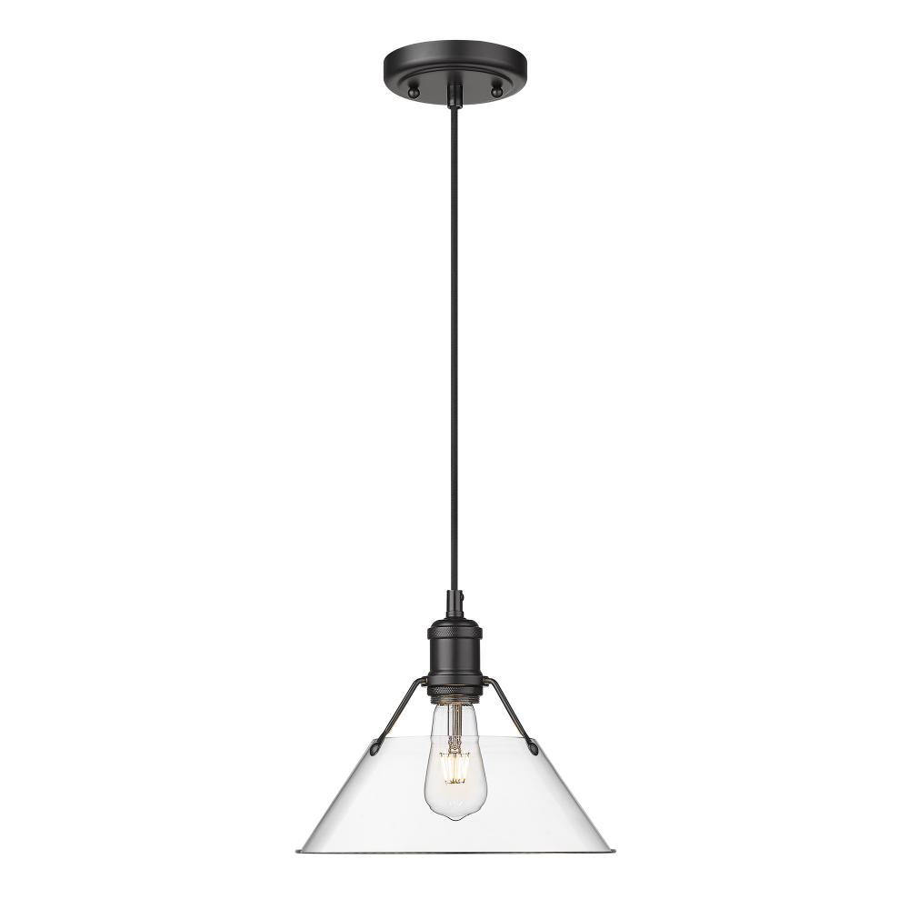 Orwell BLK Medium Pendant - 10 in Matte Black with Clear Glass