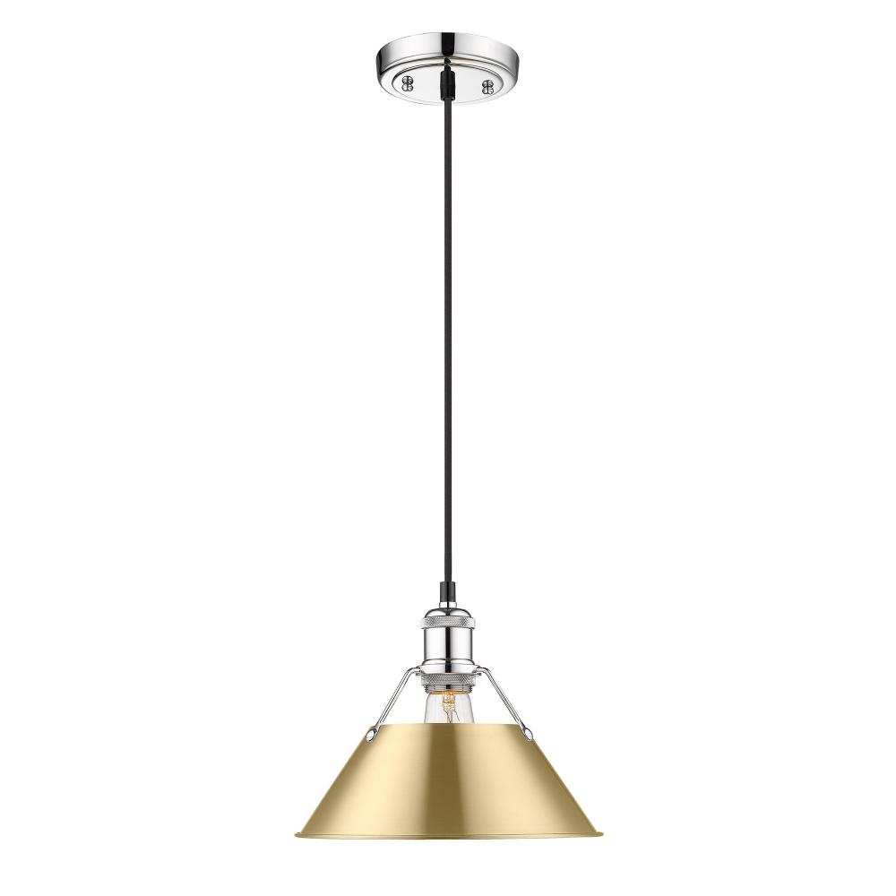 Orwell CH Medium Pendant - 10 in Chrome with Brushed Champagne Bronze shade