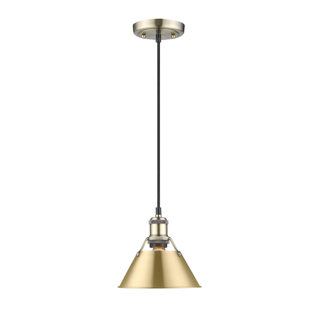 Orwell 7.5" Wide Small Pendant in Aged Brass with Brushed Champagne Bronze