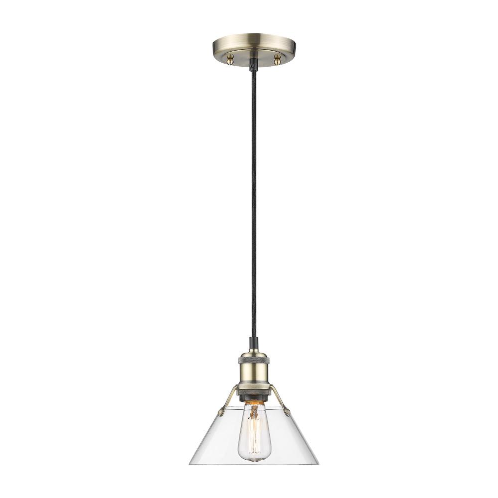 Orwell AB Small Pendant - 7 in Aged Brass with Clear Glass