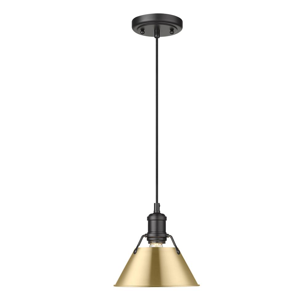 Orwell 7.5" Wide Small Pendant in Matte Black with Brushed Champagne Bronze