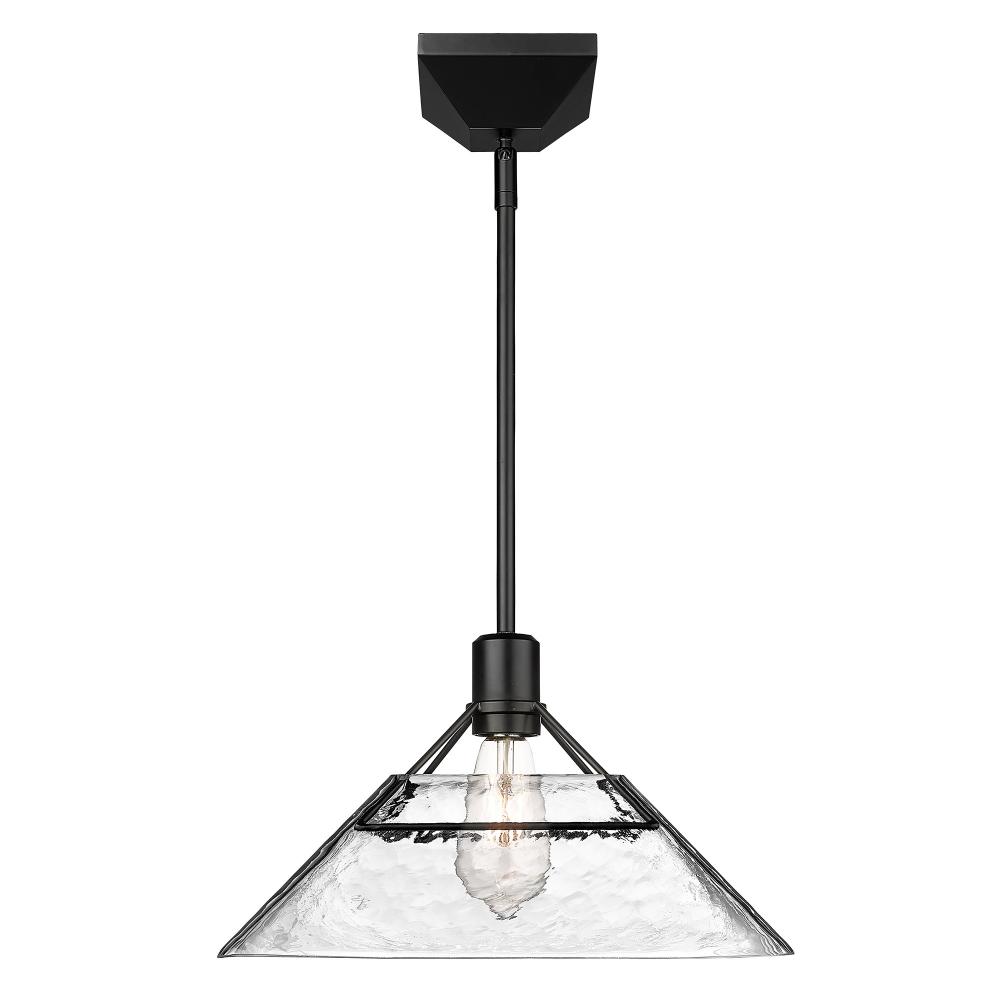 Kepler Medium Pendant in Matte Black with Water Glass Shade