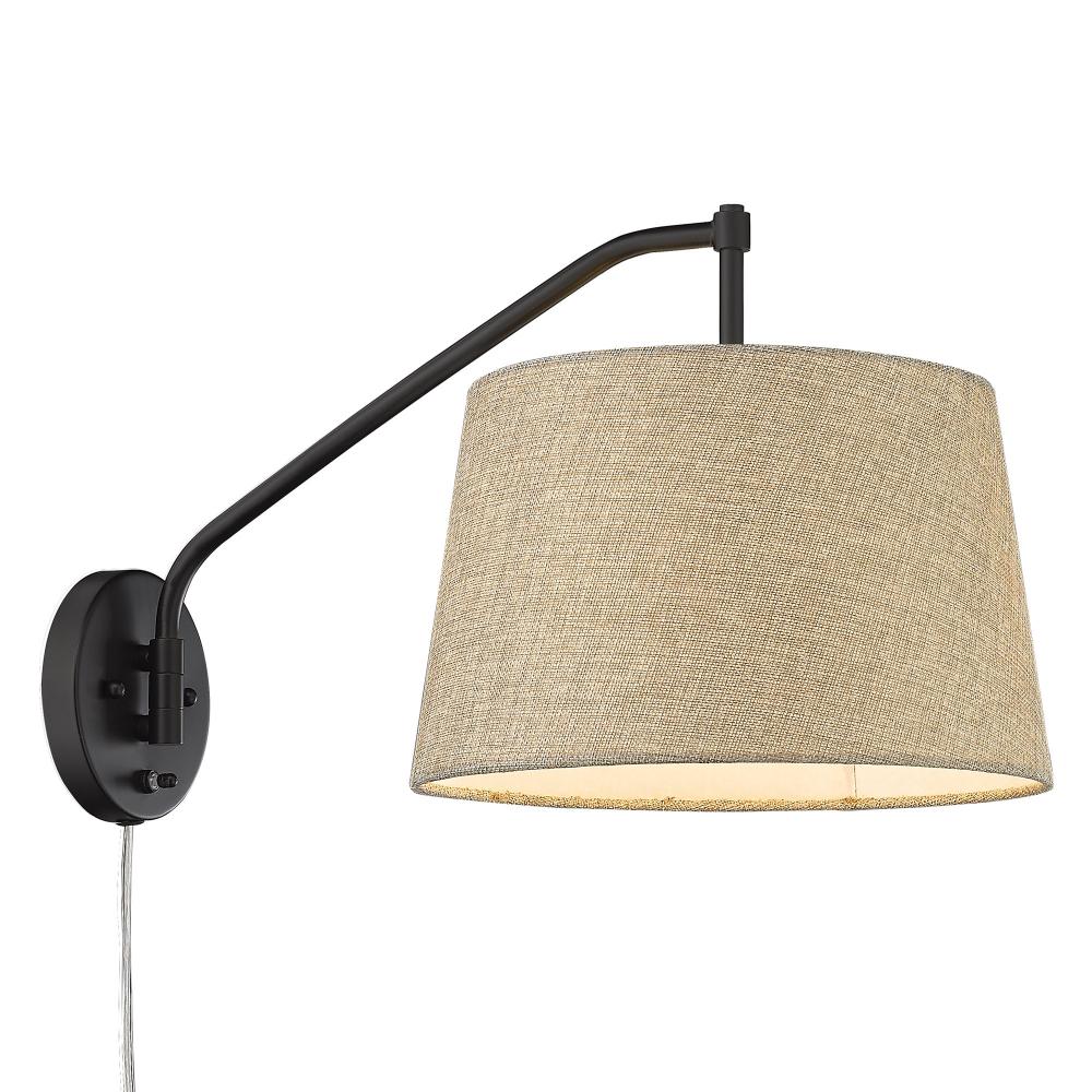 Ryleigh Articulating Wall Sconce in Matte Black with Natural Sisal Shade