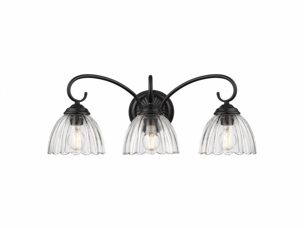 Audra 3-Light Vanity Light in Matte Black with Clear Glass