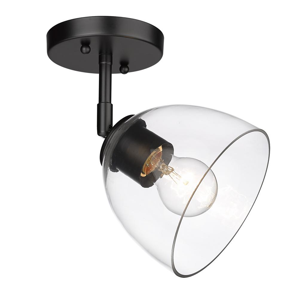 Roxie Semi-Flush in Matte Black with Matte Black Accents and Clear Glass Shade