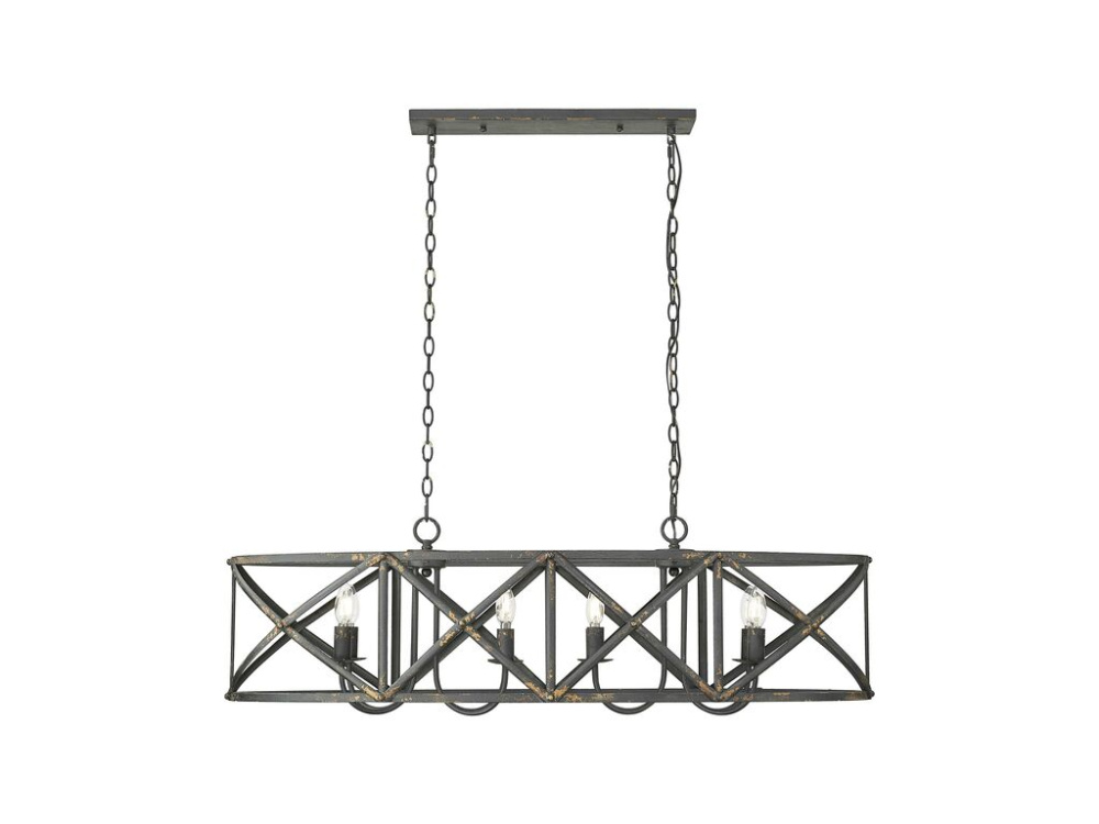 Alcott Linear Pendant in Antique Black Iron with No Shade