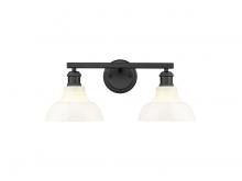 Golden Canada 0305-BA2 BLK-VMG - Carver 2-Light Vanity Light in Matte Black with Vintage Milk Glass