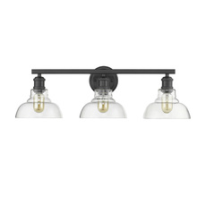 Golden Canada 0305-BA3 BLK-CLR - Carver 3-Light Bath Vanity in Matte Black with Clear Glass Shades