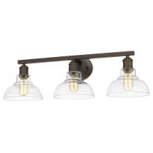 Golden Canada 0305-BA3 RBZ-CLR - Carver 3 Light Bath Vanity in Rubbed Bronze with Clear Glass Shade