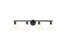 Golden Canada 0305-BA4 BLK-VMG - Carver 4-Light Vanity Light in Matte Black with Vintage Milk Glass