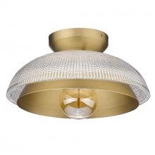 Golden Canada 0309-FM BCB-RPG - Crawford Flush Mount in Brushed Champagne Bronze with Retro Prism Glass Shade