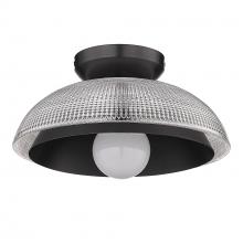 Golden Canada 0309-FM BLK-RPG - Crawford BLK Flush Mount in Matte Black with Retro Prism Glass Shade