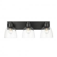 Golden Canada 0314-BA3 BLK-CLR - Remy 3 Light Bath Vanity in Matte Black with Clear Glass Shade