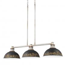 Golden Canada 0865-3LP AGV-ABI - Kinsley Linear Pendant in Aged Galvanized Steel with Antique Black Iron Shade