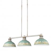 Golden Canada 0865-3LP AGV-TEAL - Kinsley Linear Pendant in Aged Galvanized Steel with Antique Teal Shade