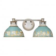 Golden Canada 0865-BA2 AGV-TEAL - Kinsley 2 Light Bath Vanity in Aged Galvanized Steel with Antique Teal Shade