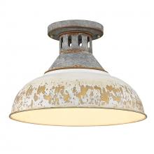 Golden Canada 0865-SF AGV-AI - Kinsley Semi-Flush in Aged Galvanized Steel with Antique Ivory Shade