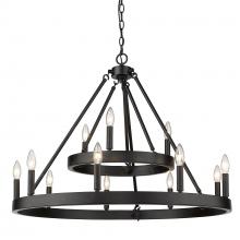 Golden Canada 1017-39 BLK - Alastair 2 Tier 3+9 Light Chandelier in Matte Black