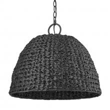 Golden Canada 1081-O3P NB-SBW - Rue NB 3 Light Pendant - Outdoor in Natural Black with Silken Black Wicker Shade