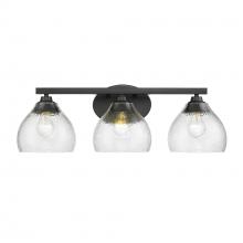 Golden Canada 1094-BA3 BLK-HCG - Ariella BLK 3 Light Bath Vanity in Matte Black with Hammered Clear Glass Shade