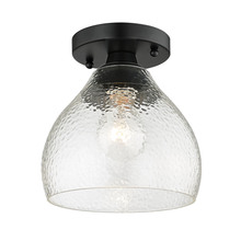 Golden Canada 1094-SF BLK-HCG - Ariella Small Pendant in Matte Black with Hammered Clear Glass
