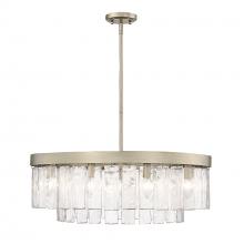 Golden Canada 1768-9 WG-HWG - Ciara WG 9 Light Chandelier in White Gold with Hammered Water Glass Shade