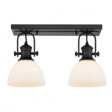 Golden Canada 3118-2SF BLK-OP - Hines 2-Light Semi-Flush in Matte Black with Opal Glass