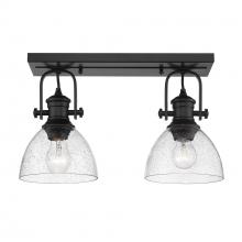 Golden Canada 3118-2SF BLK-SD - Hines 2-Light Semi-Flush in Matte Black with Seeded Glass