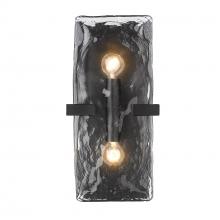 Golden Canada 3164-WSC BLK-HWG - Aenon 2-Light Wall Sconce in Matte Black with Hammered Water Glass Shade