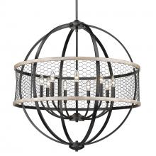 Golden Canada 3170-9 BLK-CW - Roost 9 Light Chandelier in Matte Black with Chicken Wire Shade