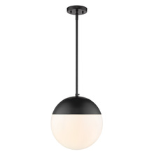 Golden Canada 3218-L BLK-BLK - Dixon Pendant in Matte Black with Opal Glass and Matte Black Cap