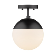 Golden Canada 3218-SF BLK-BLK - Dixon Semi-Flush in Matte Black with Opal Glass and Matte Black Cap